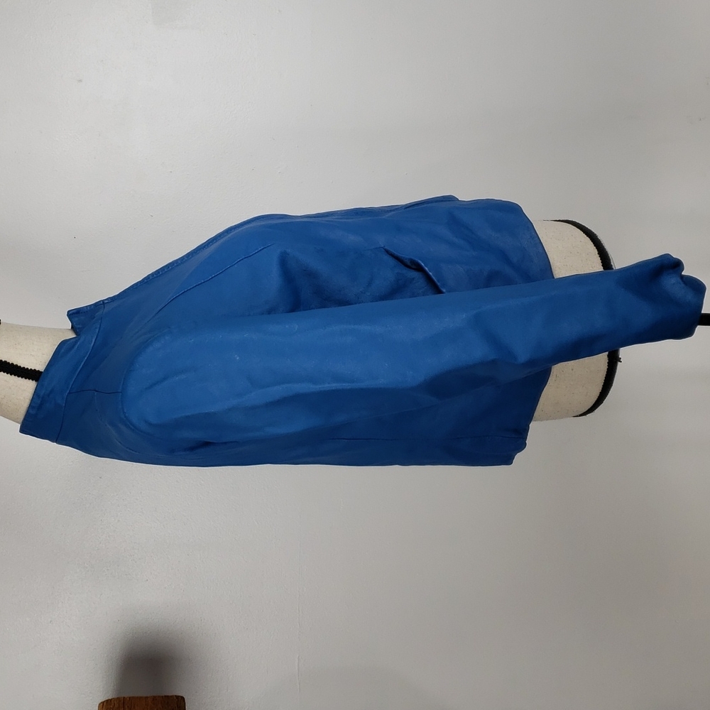 Pendleton Blue Leather Zip Front Blazer Jacket Pm - image 6